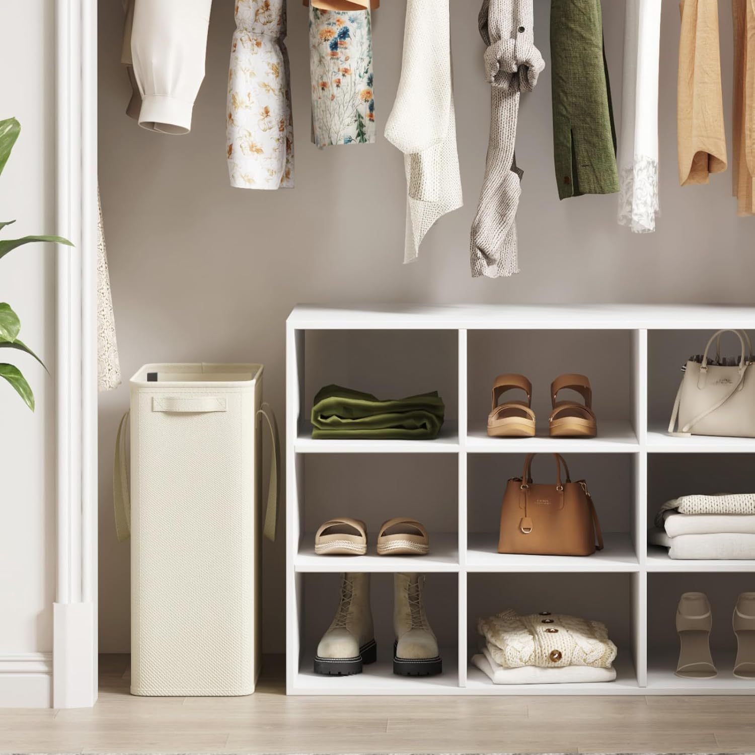 50L 2 Pack Slim Laundry Hamper, Narrow Laundry Basket with Handles, Collapsible Thin Dirty Clothes Hampers for Laundry