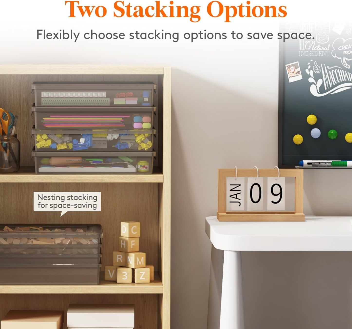 6 Pack Plastic Multi-Purpose Storage Box with Latching Lids, Gray A4, 8.5" x 11" Letter Size Paper Storage