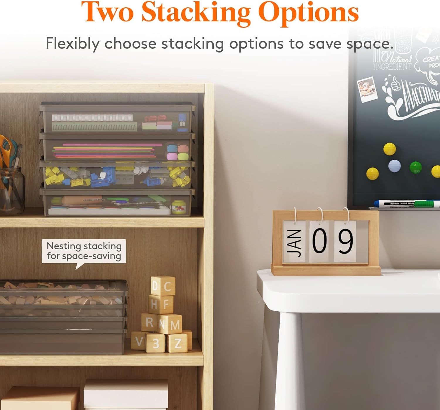 6 Pack Plastic Multi-Purpose Storage Box with Latching Lids, Gray A4, 8.5" x 11" Letter Size Paper Storage