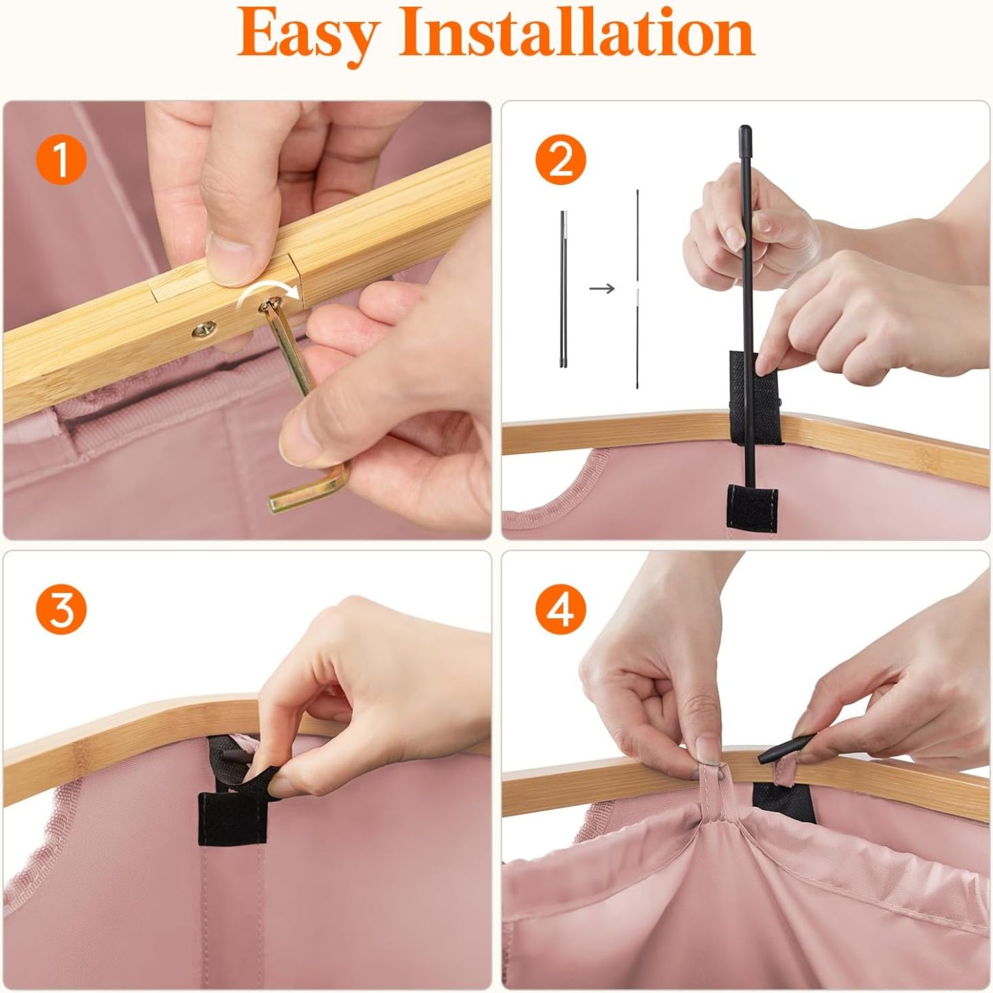 150L Laundry Basket with Lid, Clothes Hampers for Laundry with Bamboo Handles and 2 Removable Laundry Bags