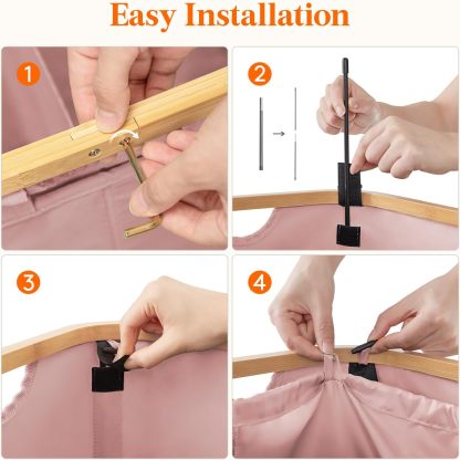 150L Laundry Basket with Lid, Clothes Hampers for Laundry with Bamboo Handles and 2 Removable Laundry Bags