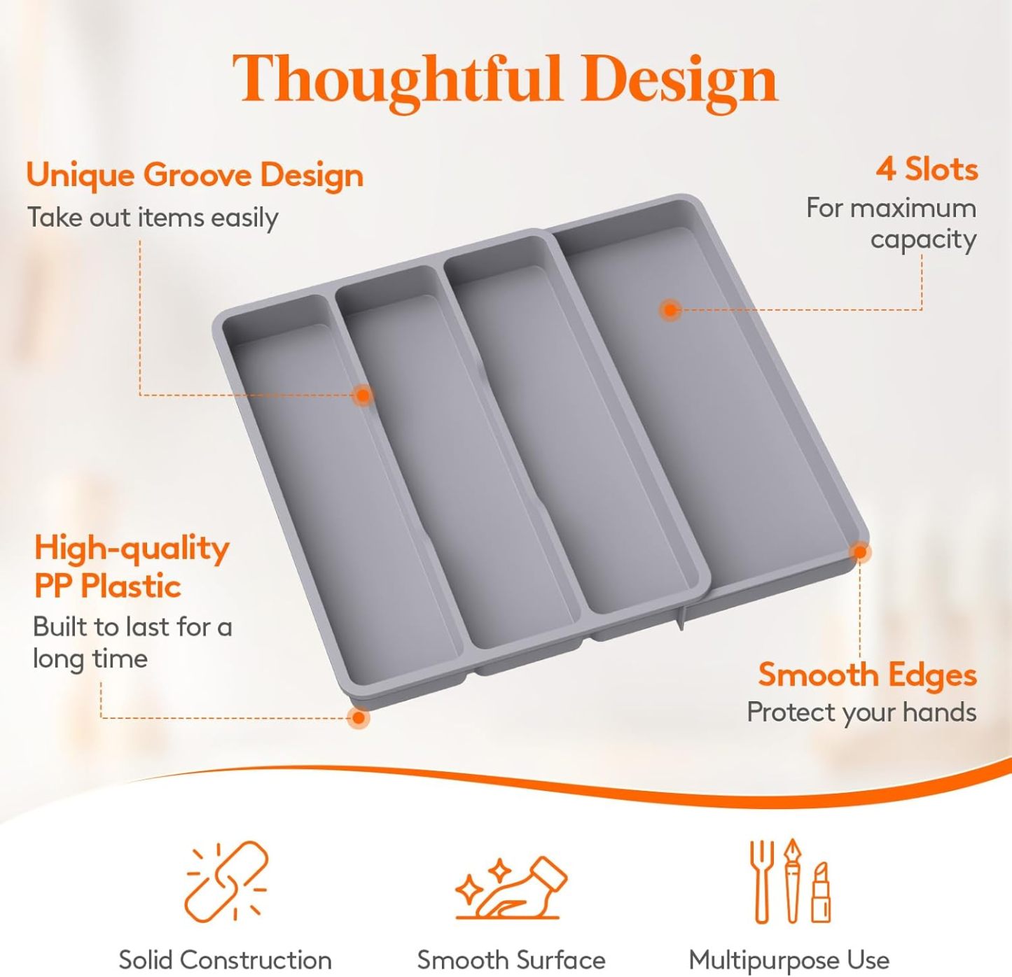 Utensil Drawer Organizer, Expendable Cooking Silverware Tray for Kitchen Drawer, Adjustable Cutlery Flatware Holder