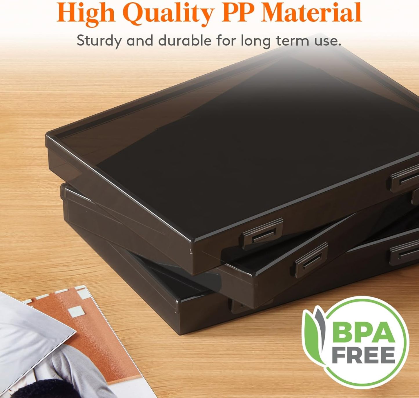 Photo Storage Box 5x7 Photo Case, Each for 9 Inner Keeper, Black Photo Organizer for Seeds Cards Pictures Office Supplies with 1 Sheets Label Sticker, 1 Pack