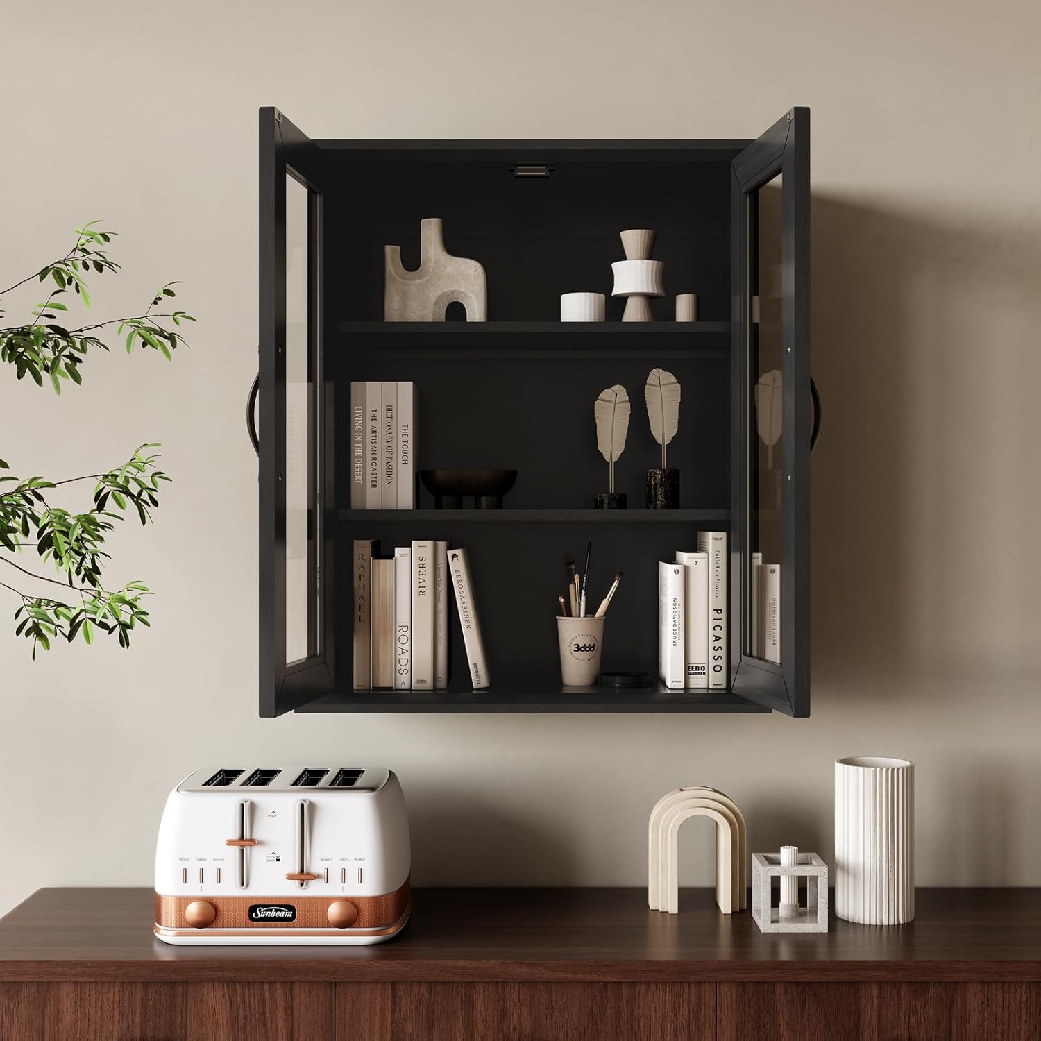 Bathroom Wall Cabinet with Adjustable Shelves Over The Toilet, Rustic Cabinet Wall Mounted