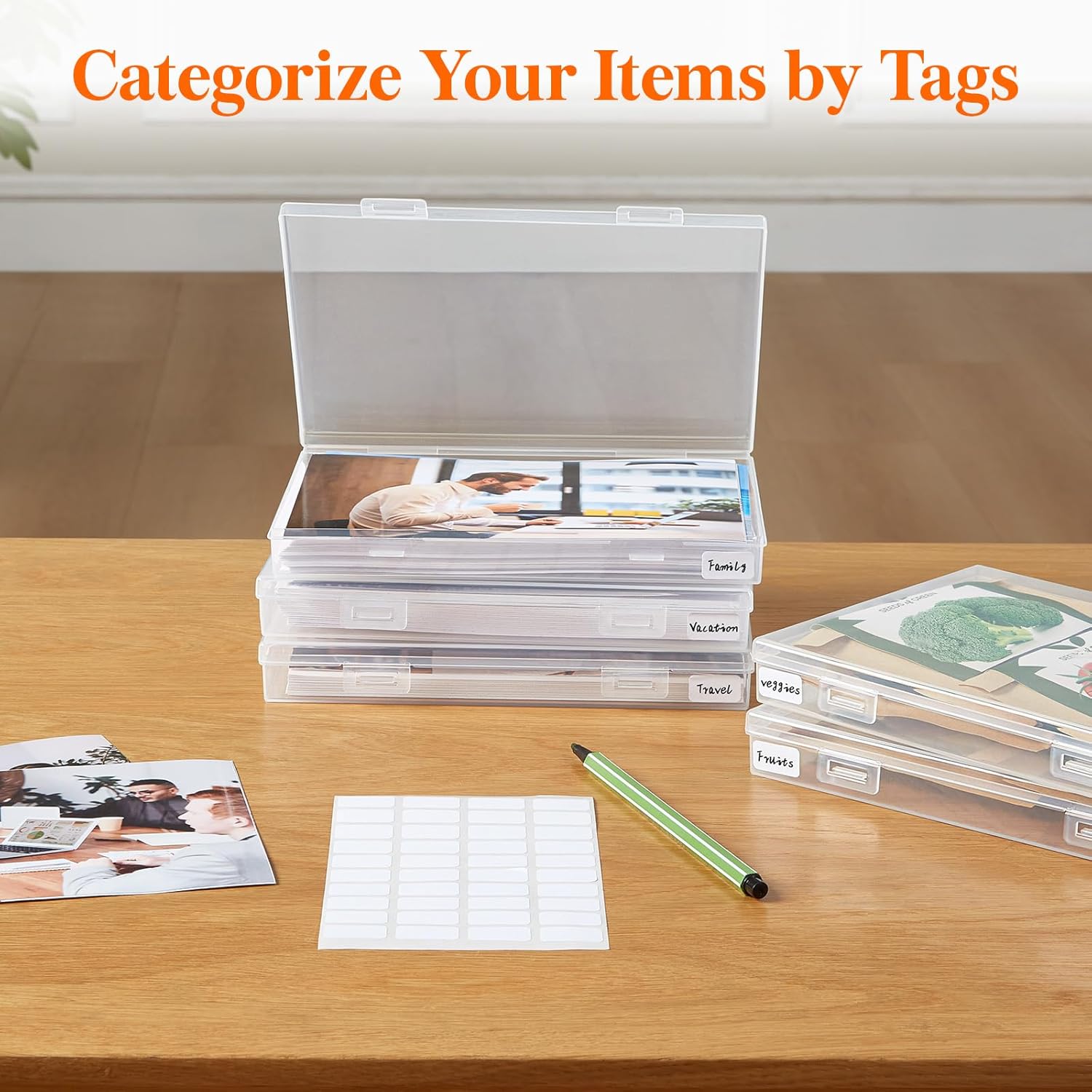 Photo Storage Box 5x7 Photo Case, 7 Inner Photo Keeper, Clear Photo Boxes Storage, Seed Organizer Craft Storage Box