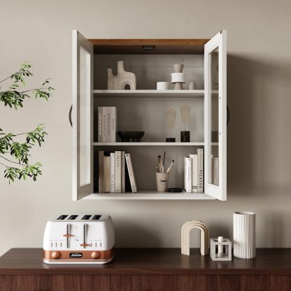 Wood Medicine Cabinet with Acrylic Doors, Bathroom Wall Cabinet with Adjustable Shelves Over The Toilet