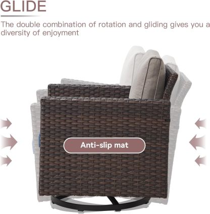 8 Pieces Patio Furniture Set,Outdoor Modular Sectional Couch Swivel Rocking Chairs with Ottomans,All Weather PE Wicker Wide Armrest for Garden Porch Backyard