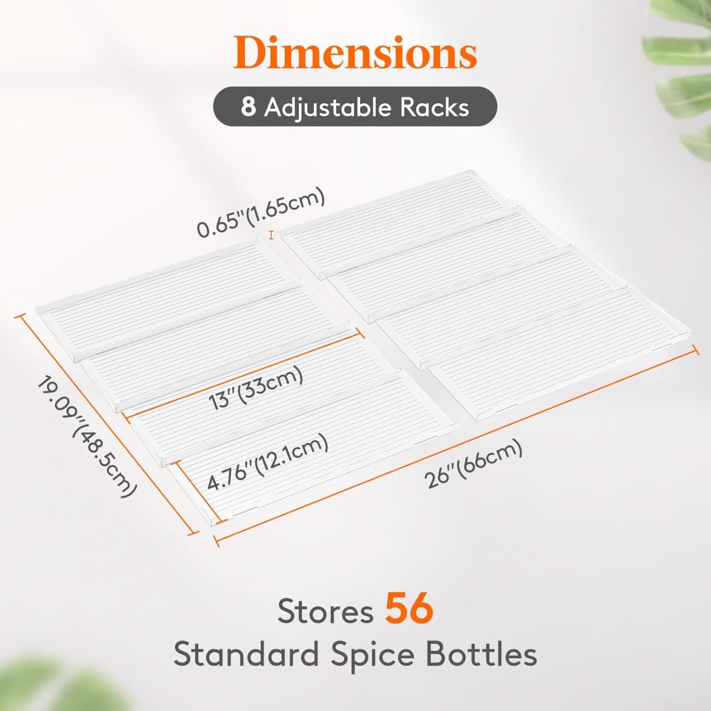 Plastic Adjustable Spice Drawer Organizer, Expandable Spice Rack for Countertop, Jar Storage Tray