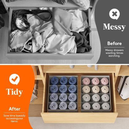 Jeans Organizer for Closet, Large Size Pants Storage Bins 12 Cell, Foldable Clothes Drawer Organizer