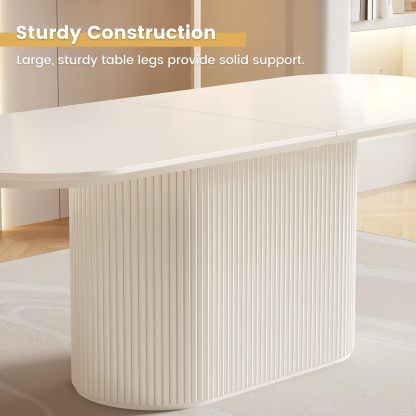 86" Oval Dining Table for 2-8 Person, Modern White Kitchen Table, Luxury Rectangular Dinner Table