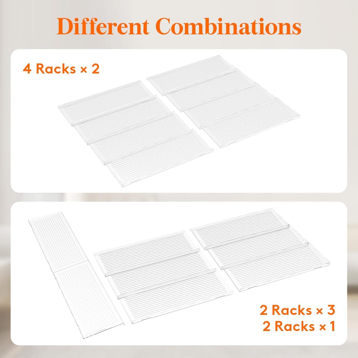Plastic Adjustable Spice Drawer Organizer, Expandable Spice Rack for Countertop, Jar Storage Tray