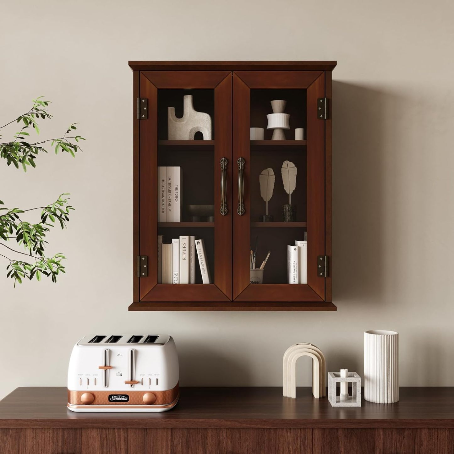 Wood Medicine Cabinet with Acrylic Doors, Bathroom Wall Cabinet with Adjustable Shelves Over The Toilet