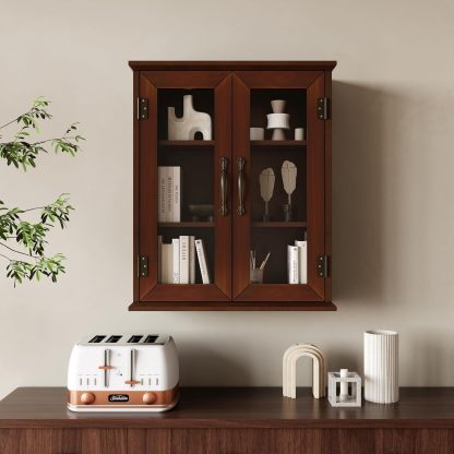 Wood Medicine Cabinet with Acrylic Doors, Bathroom Wall Cabinet with Adjustable Shelves Over The Toilet