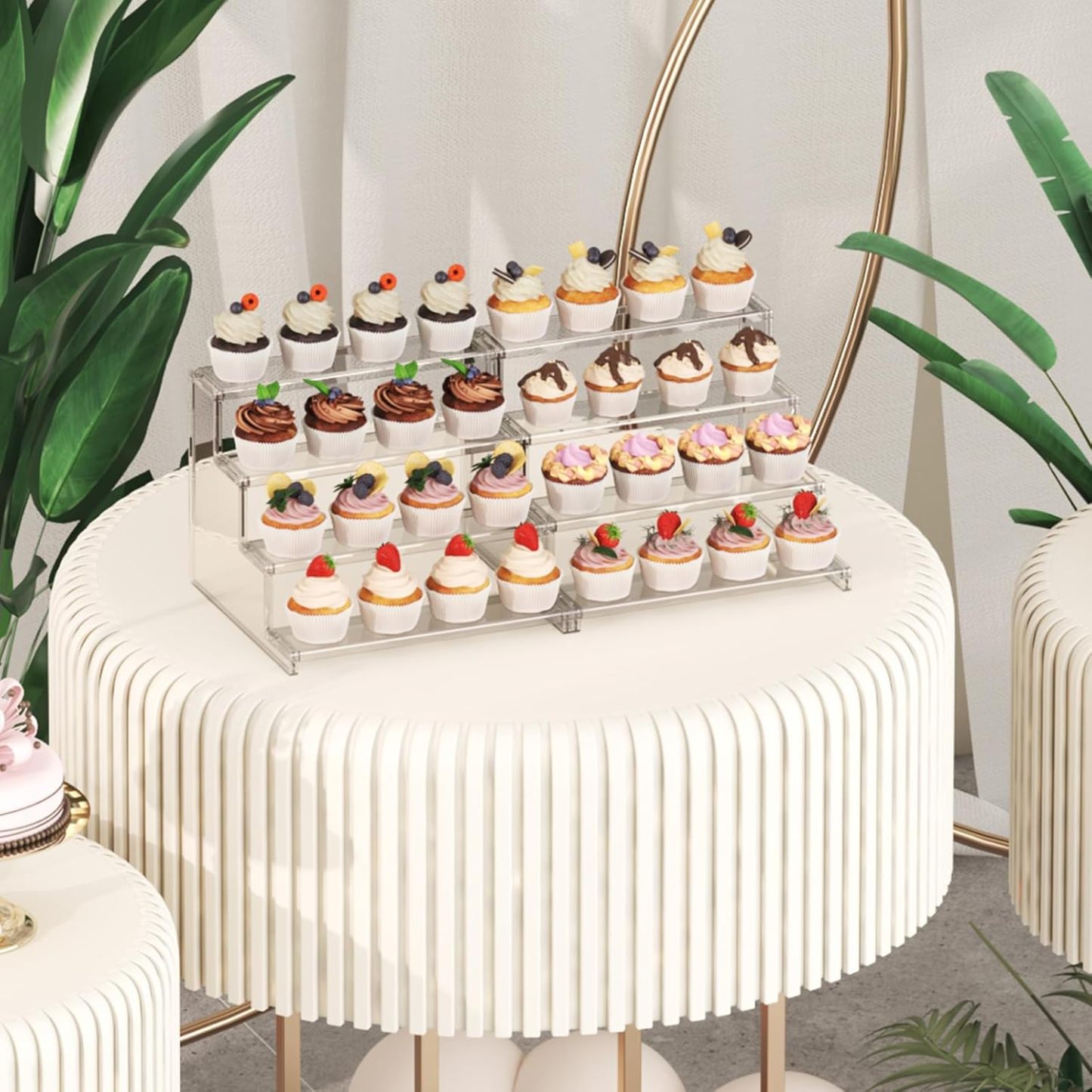 4 Tier Clear Cupcake Stand, 12 Inch Display Shelf for Cupcake, Desserts, Figurines, Perfumes