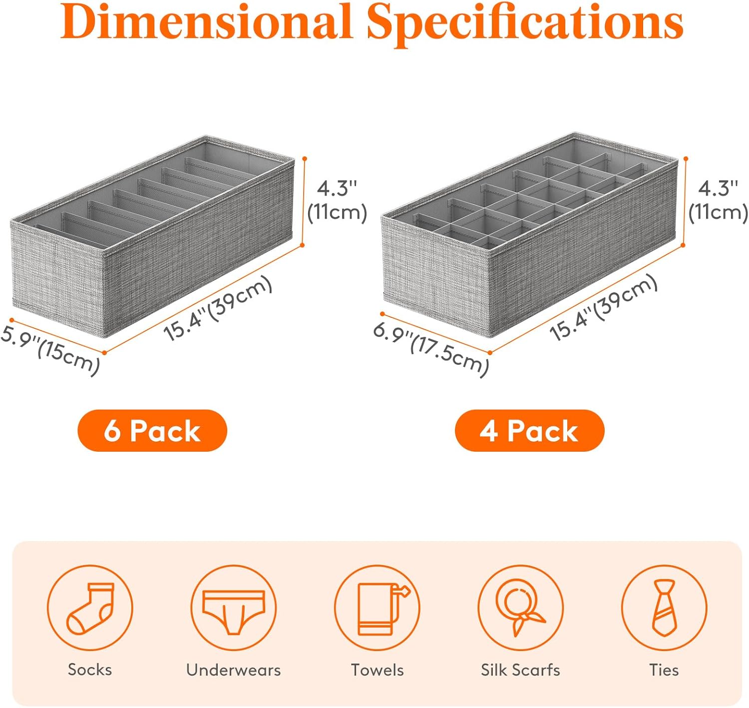 10 Pack Drawer Organizer for Clothing, Dresser Organizer Wardrobe Storage Boxes