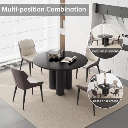 47" Small Dining Table for 2,4, Modern Dining Room Table wtih 3 Sturdy Legs, Round Kitchen Table