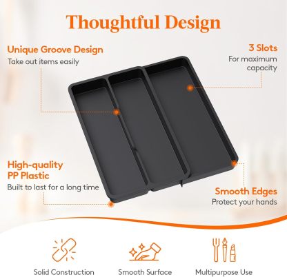 Utensil Drawer Organizer, Expandable Cooking Silverware Tray for Kitchen Drawer, Adjustable Cutlery Flatware Holder