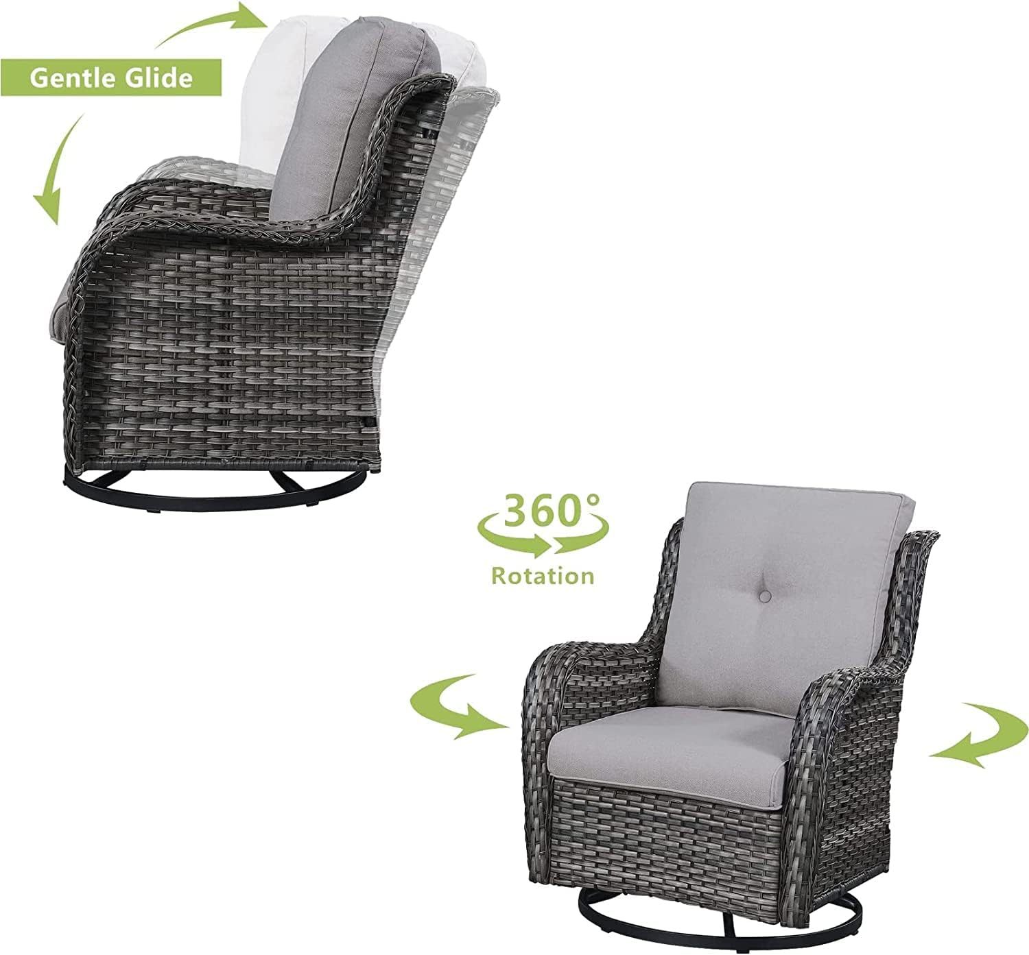 7pcs Patio Furniture Set Swivel Rocker Patio Chairs,PE Wicker Outdoor Sofa Set of 2 with Coffee Table and Ottomans