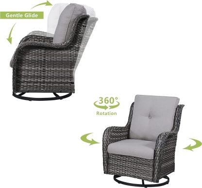 7pcs Patio Furniture Set Swivel Rocker Patio Chairs,PE Wicker Outdoor Sofa Set of 2 with Coffee Table and Ottomans