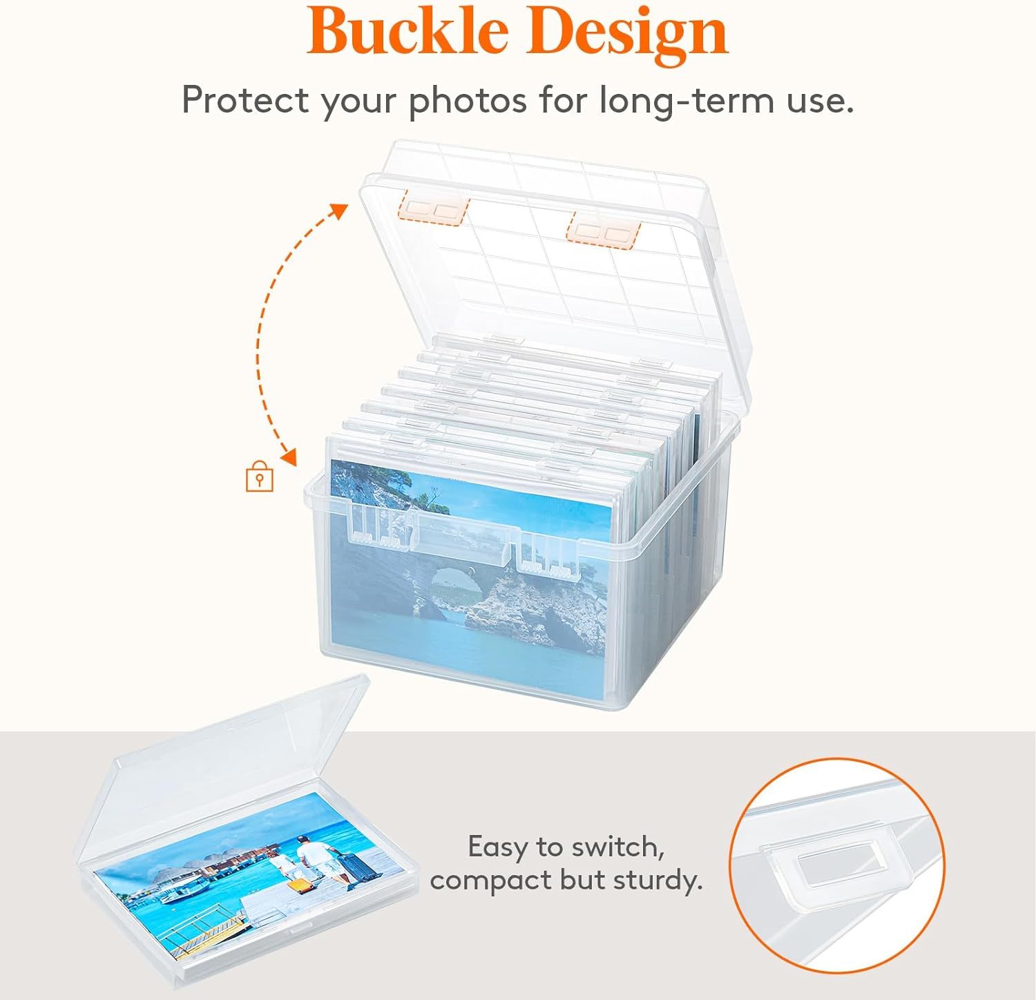 Photo Storage Box 5x7 Photo Case, 7 Inner Photo Keeper, Clear Photo Boxes Storage, Seed Organizer Craft Storage Box