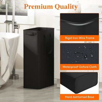 65L 2 Pack Slim Laundry Hamper, Narrow Laundry Basket with Handles, Collapsible Thin Dirty Clothes Hampers for Laundry