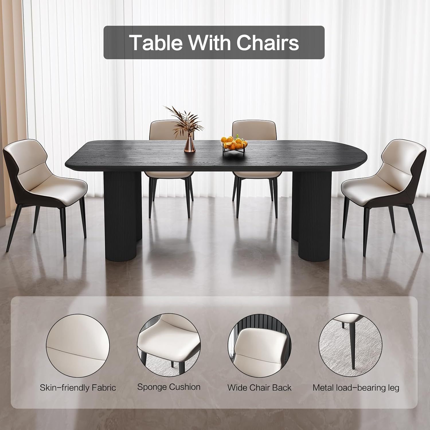 70.86" Dining Room Table with 8 Chairs for 4,6,8, Modern Cream Style Kitchen Table Set for Dining Room