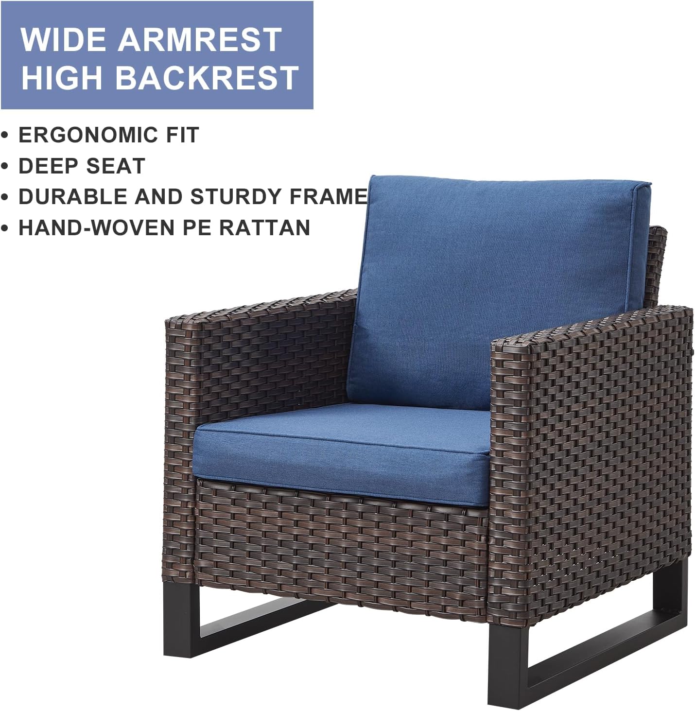 5 Piece Patio Furniture Outdoor Bistro Set All-Weather Wicker Outdoor Chairs with Ottomans End Table for Patio,Porch,Garden,Backyard