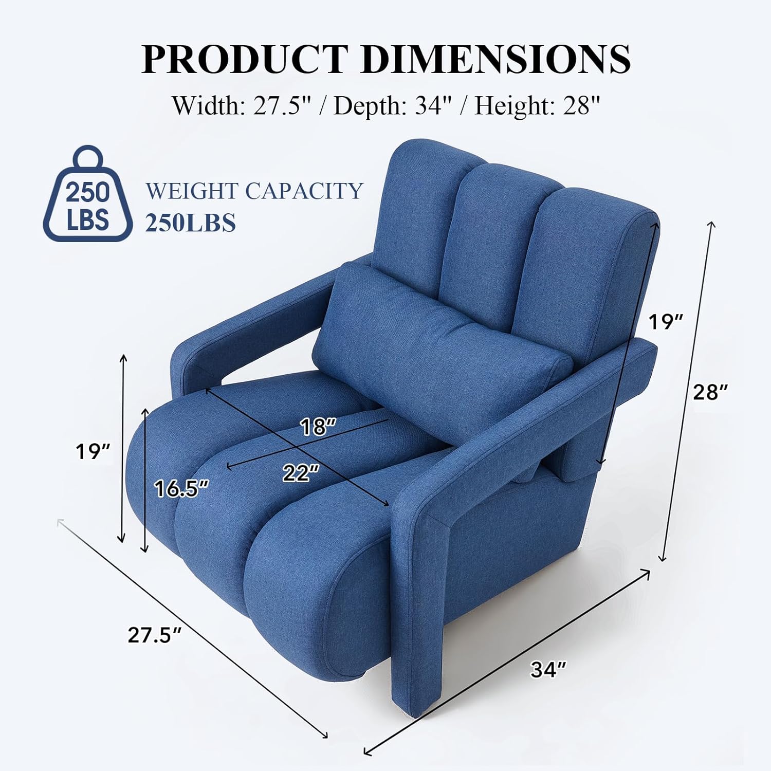 Modern Accent Chair, Linen Upholstered Single Sofa Chair with Pillow, Tufted Accent Arm Chair with Armrest