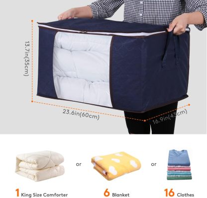 Large Capacity Clothes Storage Bag Organizer with Reinforced Handle Thick Fabric for Comforters, Blankets, Bedding