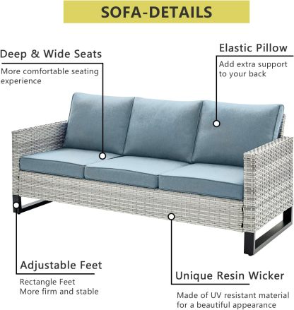 7 Piece Patio Furniture Set Outdoor Sectional Sofa,High Back Patio Swivel Rocker Chairs with Ottomans Coffee Table for Porch