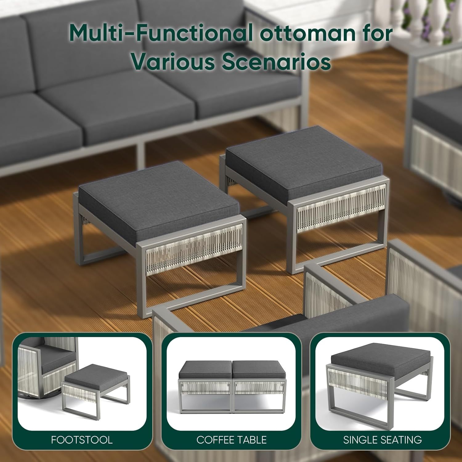 7 Piece Outdoor Patio Furniture Set All-Weather Wicker Outdoor Sofa Patio Rocking Chairs with 4.5" Thick Cushion Patio Conversation Sets