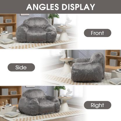 Plush Ultra Big Bean Bag Sofa, 40.6" D x 52.8" W x 31.1" H, Memory Foam Big Bean Bag Chair, Stuffed Lazy Sofa with Armrest