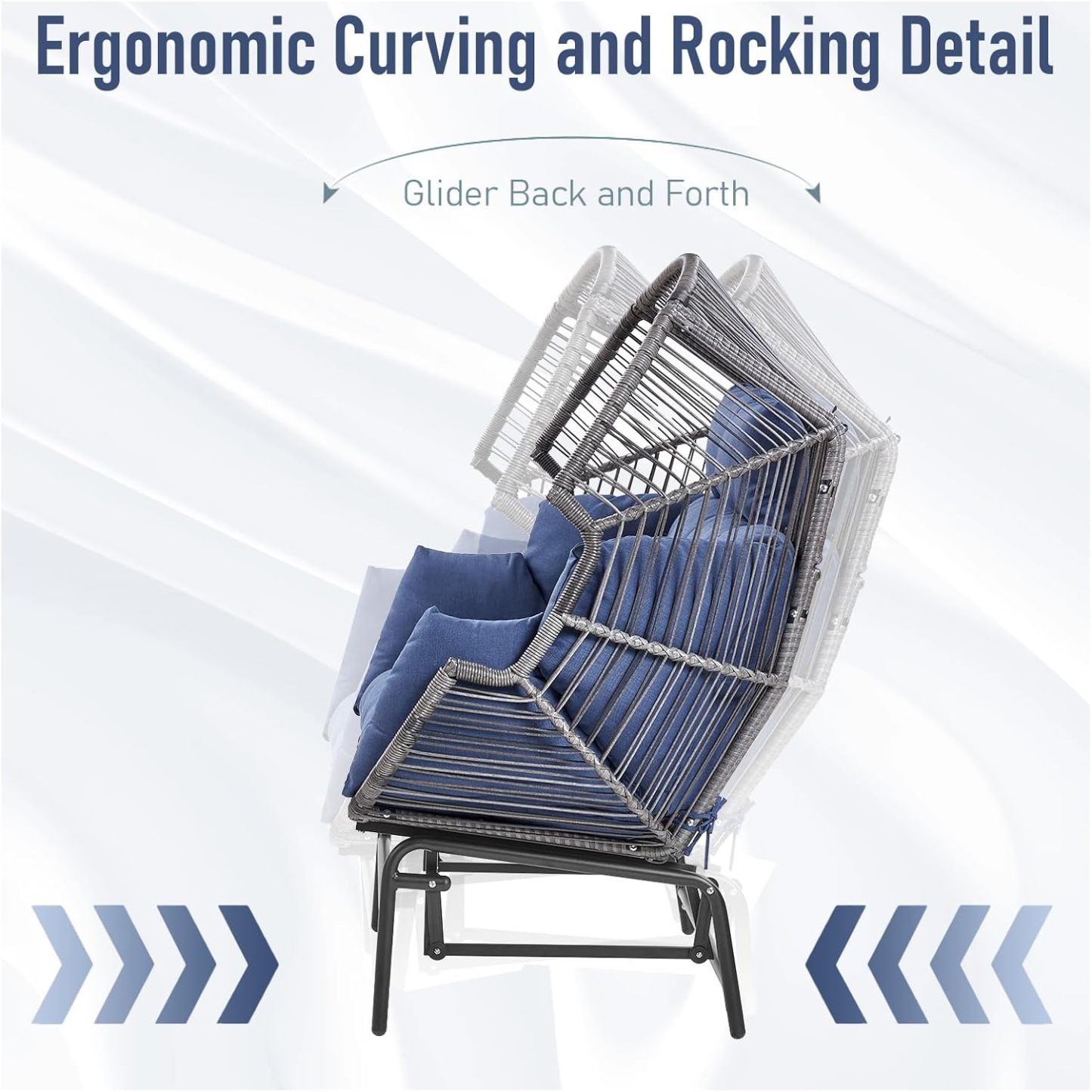 Outdoor Rocking Egg Chair - All-Weather Wicker Egg Basket Chair Rocker Glider Chair for Patio Balcony Living Room Sunroom