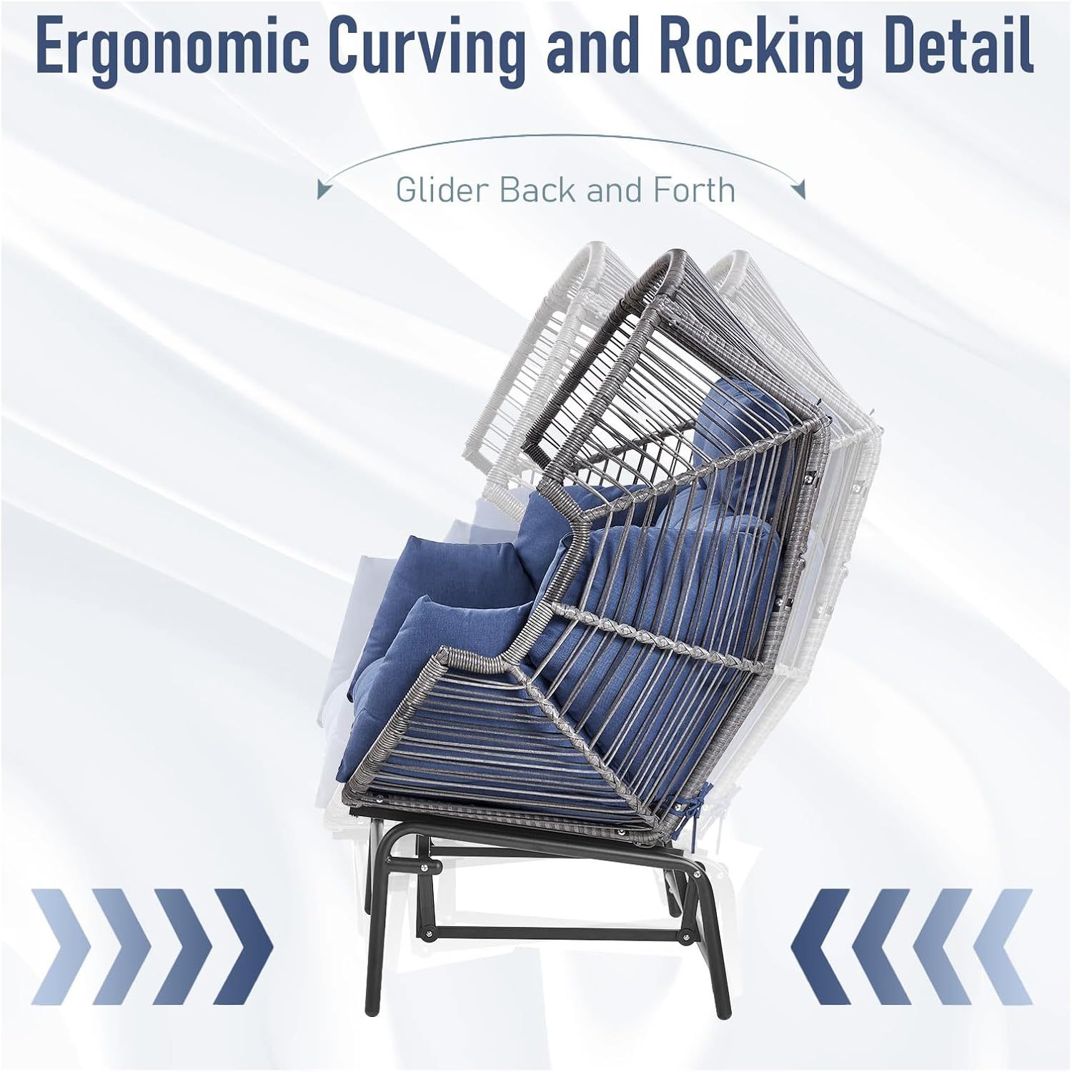 Outdoor Rocking Egg Chair - All-Weather Wicker Egg Basket Chair Rocker Glider Chair for Patio Balcony Living Room Sunroom