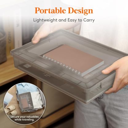 6 Pack Plastic Multi-Purpose Storage Box with Latching Lids, Gray A4, 8.5" x 11" Letter Size Paper Storage