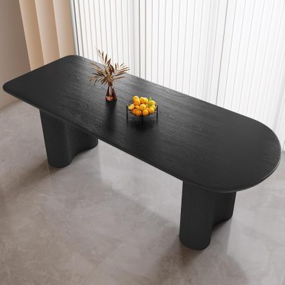 Black Oval Dining Table for 2-4, 55.11" Modern Funky Kitchen Table with Powerful Ripple Support Legs for Dining Room, Kitchen, Home Office