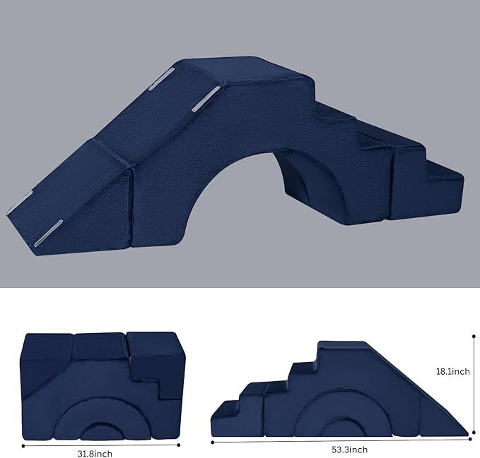 Foam Climbing Toddler Couch, Modular Kids Sofa with Slide & Stair, Convertible Baby Couch