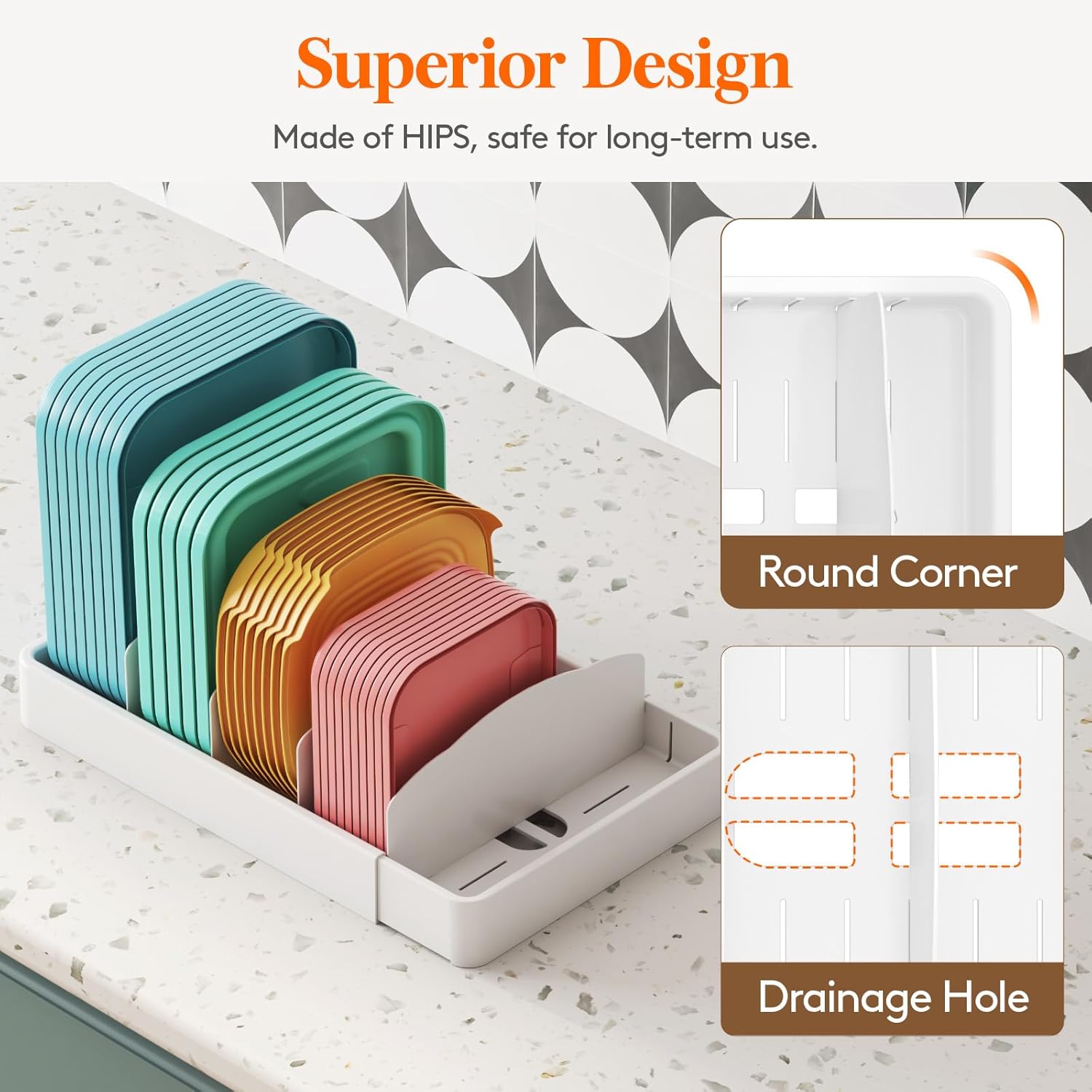 Lid Organizers for Cabinet Adjustable, Extra Large 13-24" Food Storage Container Lid Divider with 8 Inserts & 21 Compartments