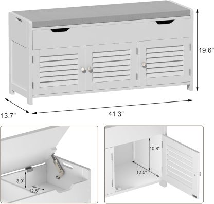 41.3" Shoe Storage Bench with Lift Top Storage, Entryway Bench with Cushioned Seat