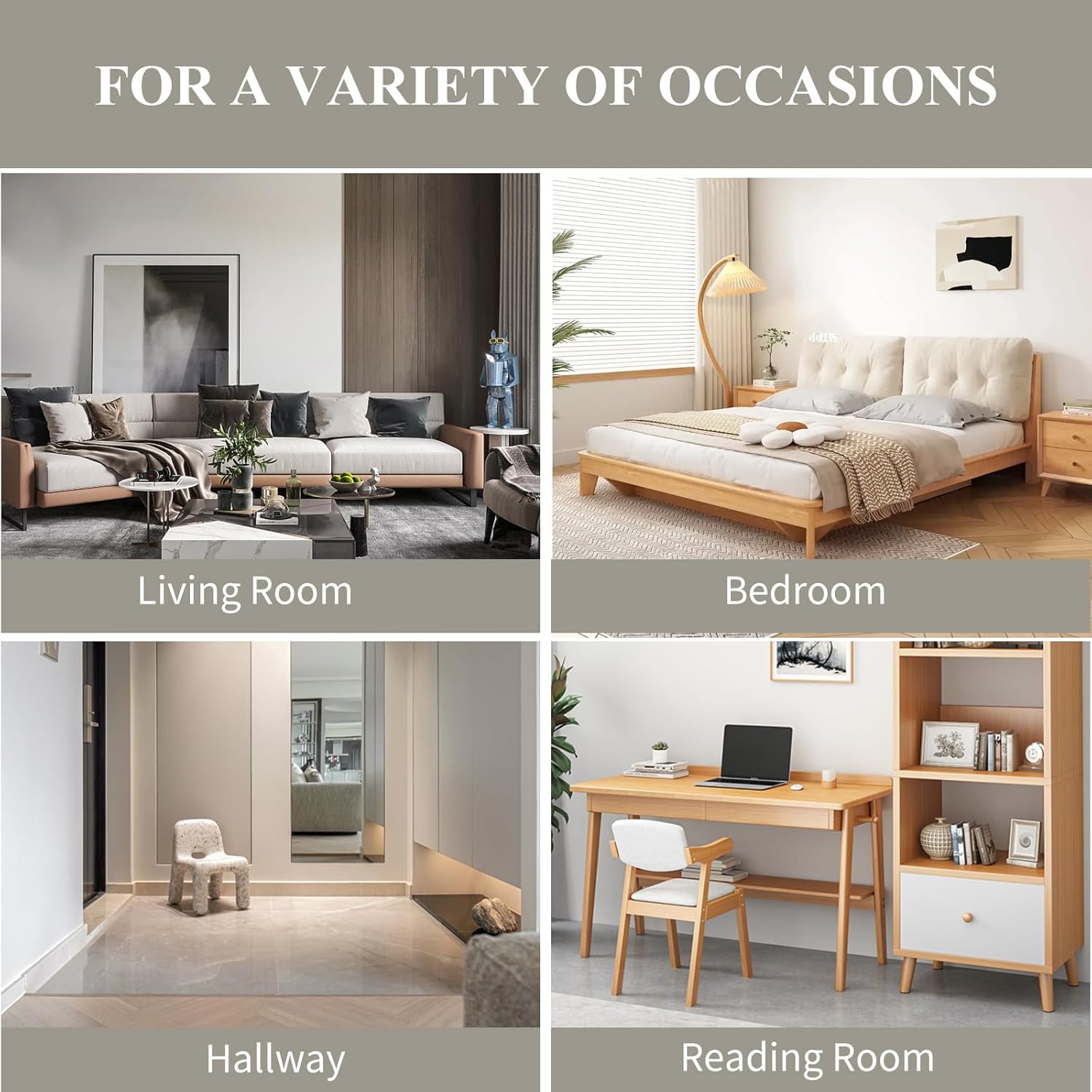 50" W Ottoman Bench for Small Space, Linen Upholstered Ottoman Bench with Thick Cushion