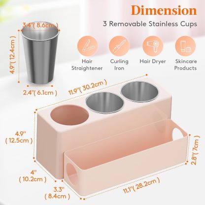 Hair Tool Organizer, Hair Blow Dryer Holder Countertop, Removable Acrylic Hair Brush Storage Stand