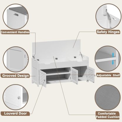 41.3" Shoe Storage Bench with Lift Top Storage, Entryway Bench with Cushioned Seat