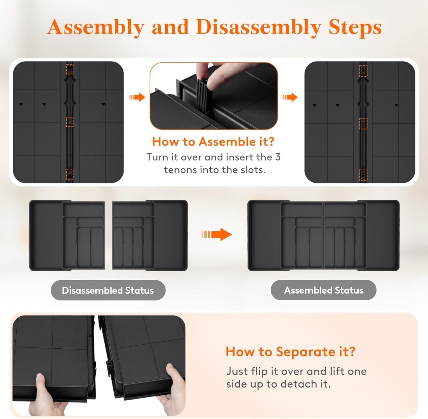 Large Silverware Drawer Organizer, Expandable From 21 to 36 Inches, BPA Free Plastic Utensil Tray for Kitchen
