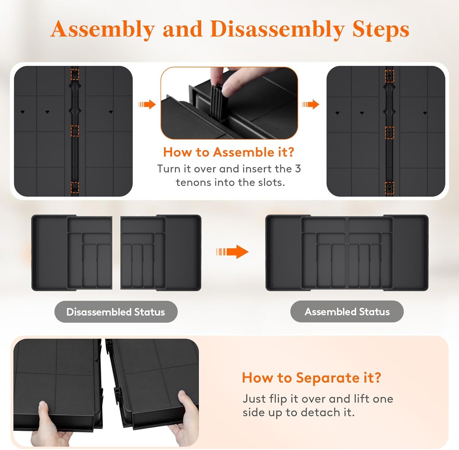 Large Silverware Drawer Organizer, Expandable From 21 to 36 Inches, BPA Free Plastic Utensil Tray for Kitchen