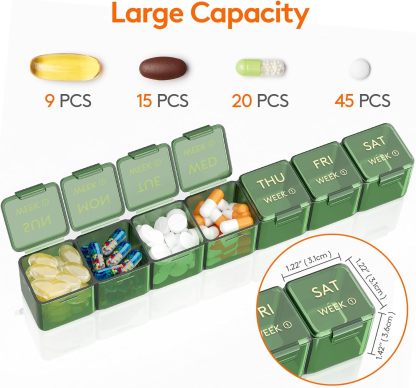 Monthly Pill Organizer, 28 Day Pill Box, 4 Weeks One Month Pill Cases, Large Compartments Medicine Organizer