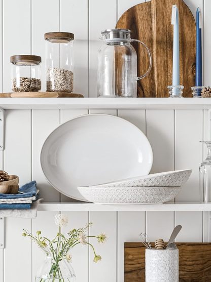 Serving Bowls, Large Oval Platters for Entertaining, Ceramic Serving Tray for Dinner, Pasta, Salad, Dessert, Turkey, Fish, Fruit