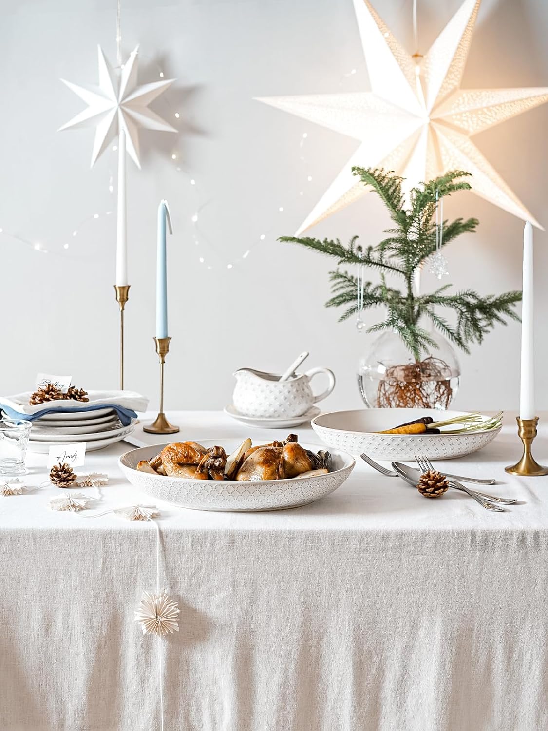 Serving Bowls, Large Oval Platters for Entertaining, Ceramic Serving Tray for Dinner, Pasta, Salad, Dessert, Turkey, Fish, Fruit