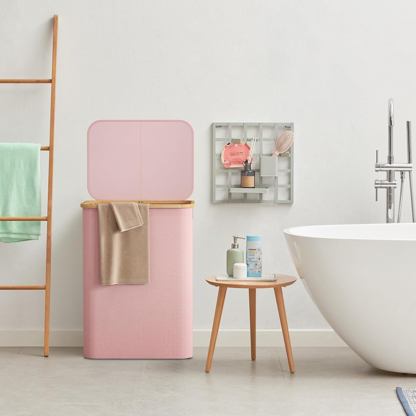 150L Laundry Basket with Lid, Clothes Hampers for Laundry with Bamboo Handles and 2 Removable Laundry Bags