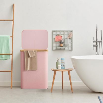 150L Laundry Basket with Lid, Clothes Hampers for Laundry with Bamboo Handles and 2 Removable Laundry Bags