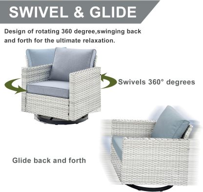 7 Piece Patio Furniture Set Outdoor Sectional Sofa,High Back Patio Swivel Rocker Chairs with Ottomans Coffee Table for Porch